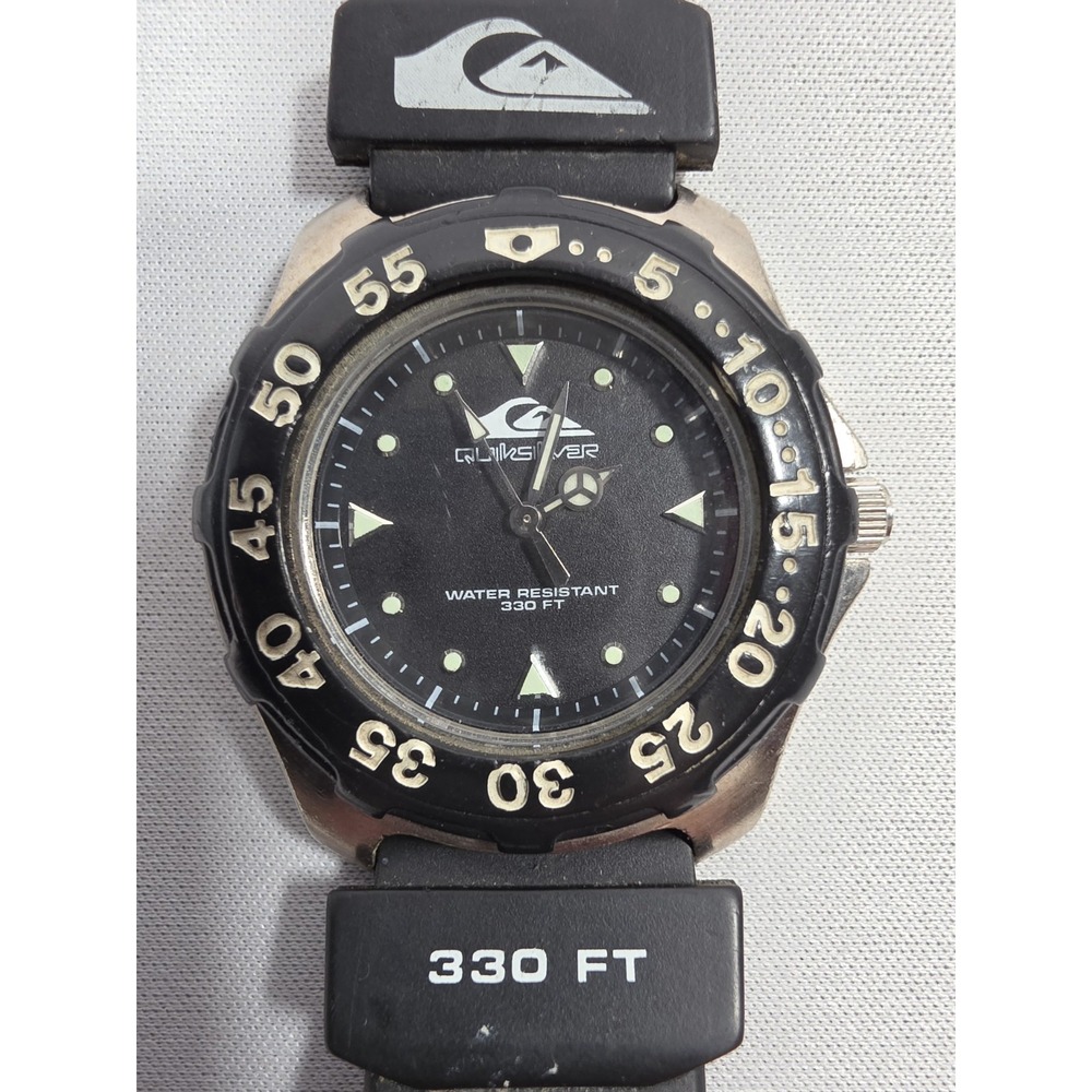 VTG Quiksilver Wristwatch Stainless Steel Case - Works Tested Y2K